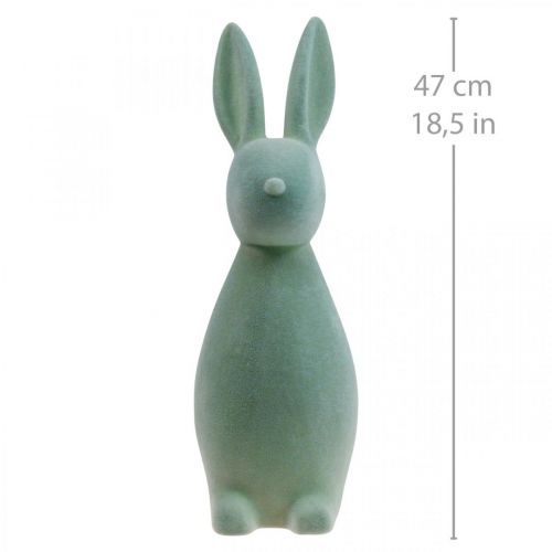 Artikel Decoratieve Paashaas Decoratieve Paashaas – 2e keus – Gevlokt Grijsgroen H47cm
