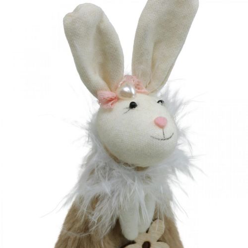 Floristik24 Paashaas gemaakt van stof, lentedecoratie, decoratief konijn om op te hangen bruin, naturel H21cm 6st