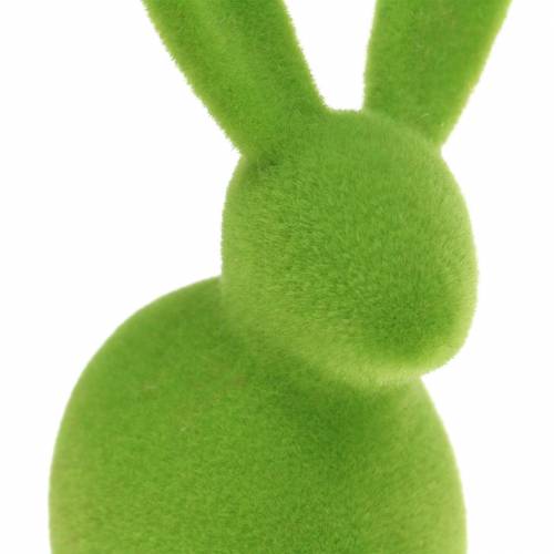 Artikel Bunny flocked kleurig H13cm assorti 6 stuks