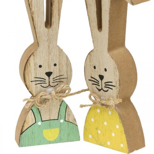 Floristik24 Vrolijke konijntjesdecoratie, lente, paashaaspaar, houten decoratie om op te staan H19cm 6 st