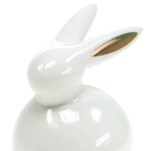 Floristik24 Paasfiguur konijn wit-goud 8,5cm 4st