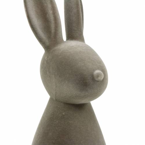 Floristik24 Bunny donkergrijs gevlokt Paashaas Paasdecoratie tafeldecoratie Pasen