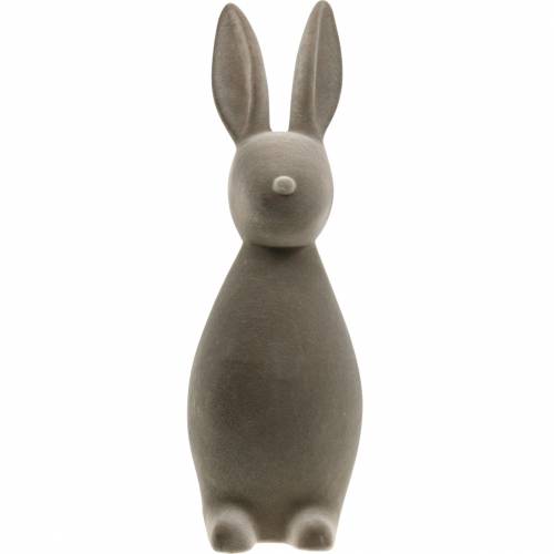 Floristik24 Bunny donkergrijs gevlokt Paashaas Paasdecoratie tafeldecoratie Pasen