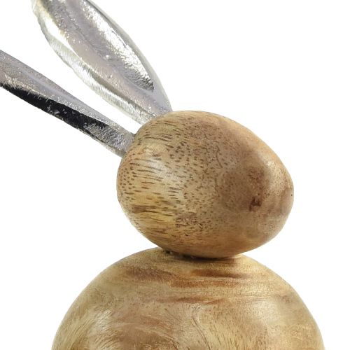 Artikel Konijn Hout Metaal Naturel Zilver H10/12,5cm 2 st