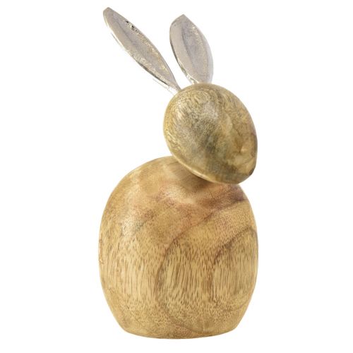 Konijntjes decoratie hout metaal zilver Pasen 12,5x14x16,5cm