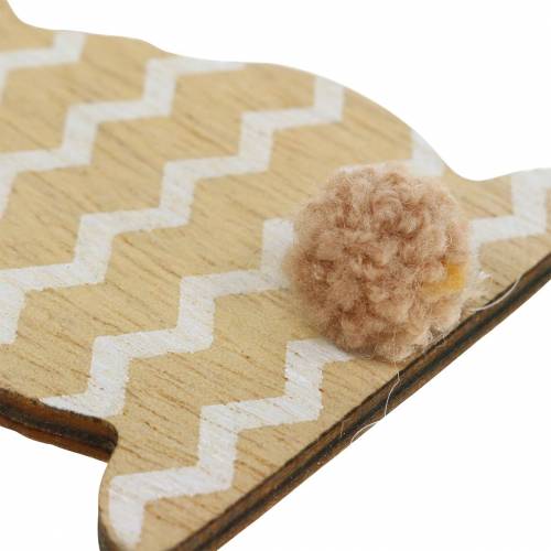 Floristik24 Paashaas om op te hangen crème, bruin, naturel hout assorti H11.5cm 6st