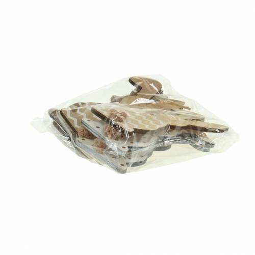 Floristik24 Paashaas om op te hangen crème, bruin, naturel hout assorti H11.5cm 6st