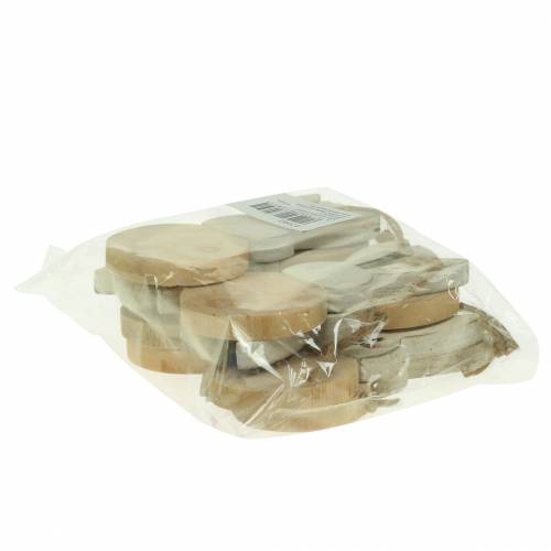 Artikel Paashaas om op te hangen crème, naturel hout assorti H10.5cm 8st