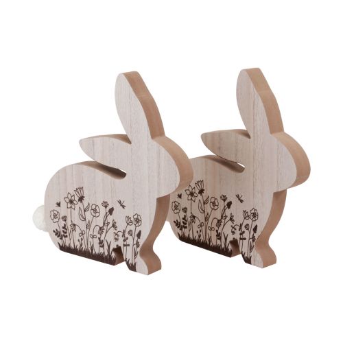Artikel Bunny Wood Zittend Bloemenpatroon Naturel Wit 24×24cm 2 st