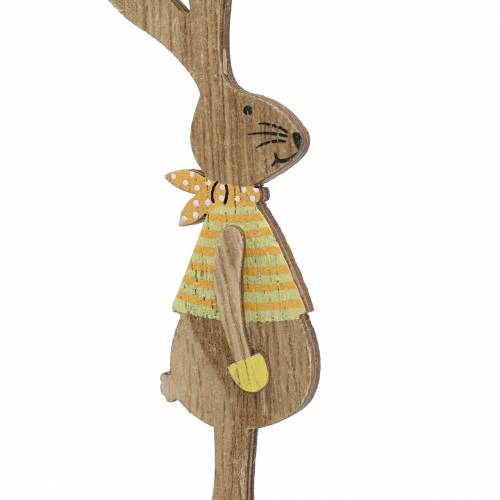 Floristik24 Paashaas met stok hout assorti naturel 11cm 16 st