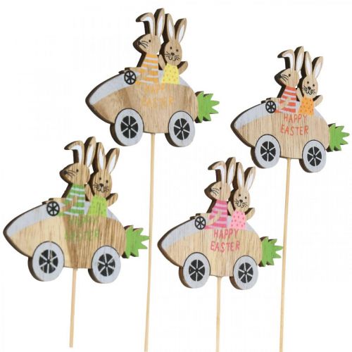 Artikel Decoratieve plug konijn in de auto houten paasdecoratie wortel 9×7,5cm 16 st