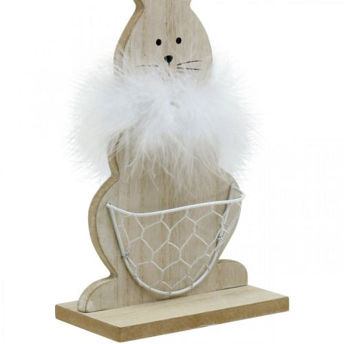 Floristik24 Konijn met mand Paashaas houten decoratie Pasen natuur H30cm