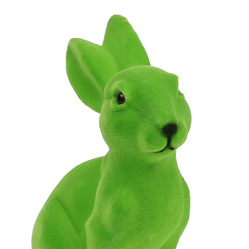 Floristik24 Bunny flocked groen 15cm 3st
