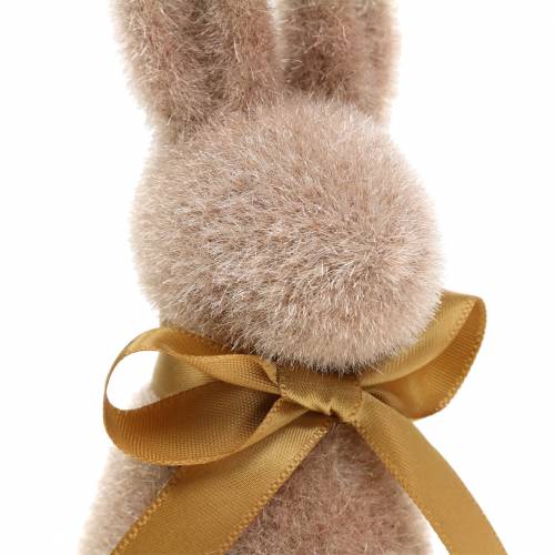 Floristik24 Bunny flocked lichtbruin 16cm 4st