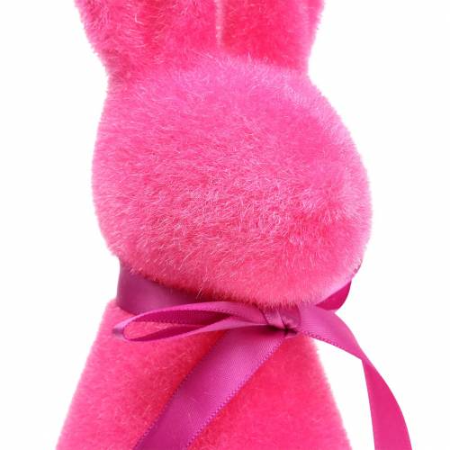 Floristik24 Konijn gevlokt roze H30cm 2st
