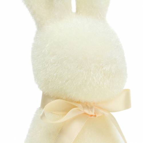 Bunny flocked wit crème H30cm 2st | Floristik24.nl