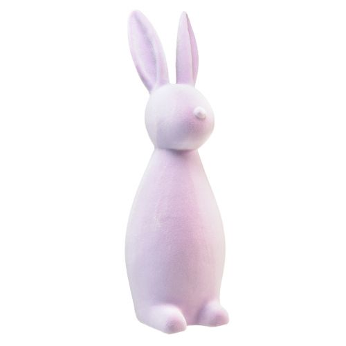Artikel Paashaas decoratie staand konijn – 2e keus – geflockt lila H47cm