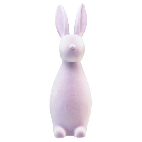 Artikel Paashaas decoratie staand konijn – 2e keus – geflockt lila H47cm