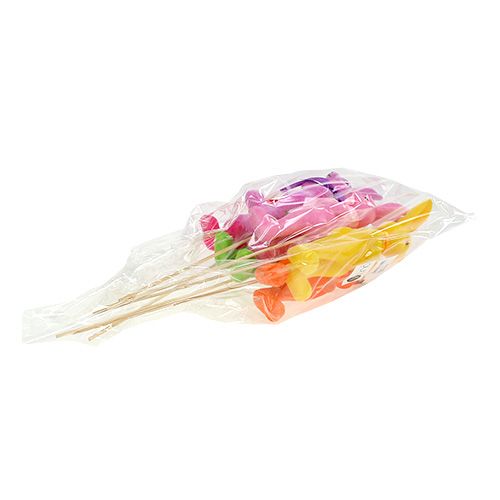 Floristik24 Decoratief konijn stroomden op de stok geassorteerde 15cm 6st