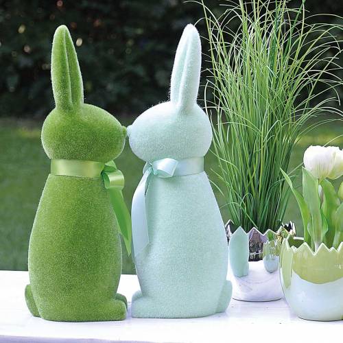 Floristik24 Gevlokt konijn groen H42cm