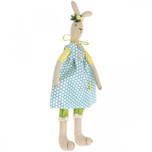 Artikel Gevuld konijntje voor Pasen, paashaas met kleren, konijntje meisje H43cm