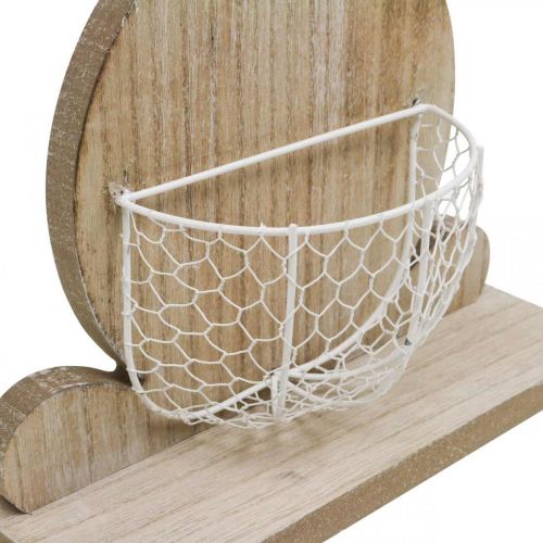 Floristik24 Houten konijn met mand, lentedecoratie, paashaas met plantenmand natuur, wit H48cm