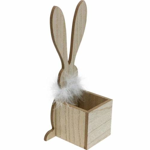 Floristik24 Bunny Planter Feather Boa Zwart, Wit Gestippelde Houten Paashaas