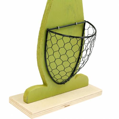 Floristik24 Paashazen met mand groen, lente, decoratieve plantmand, paasdecoratie houten konijn 2st