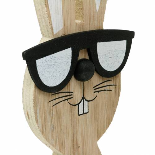 Floristik24 Houten konijnen met zonnebril en mand natuur, paasdecoratie, konijnenfiguur met plantenmand, lentedecoratie 2st