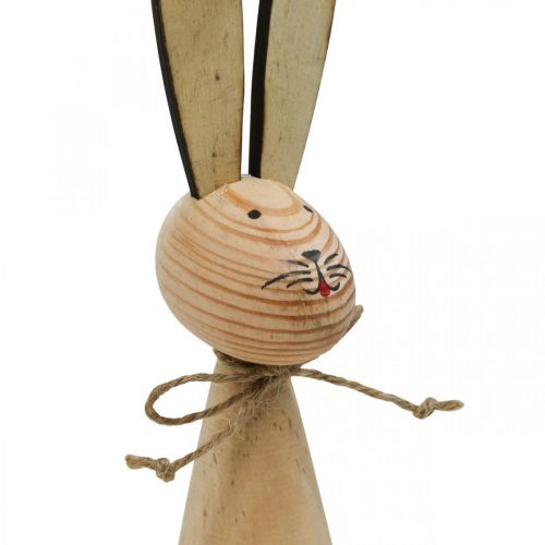 Floristik24 Houten konijnen, paasdecoratie, lente naturel, zwart en wit H21.5cm set van 2