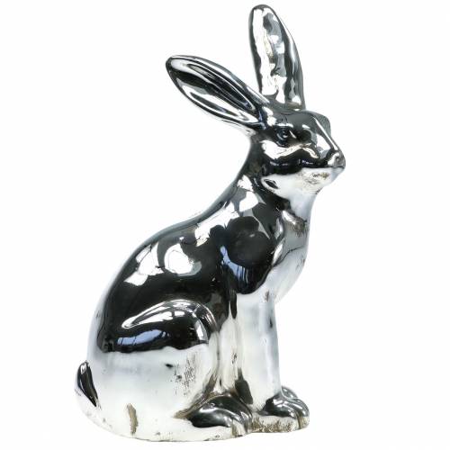 Floristik24 Konijn zilver antiek H35cm Groot decoratief konijn voor etalages