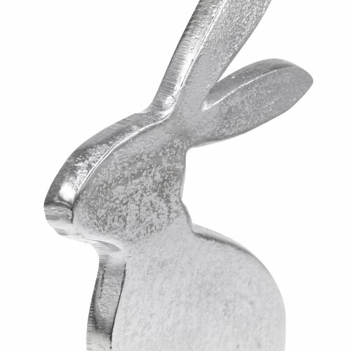 Floristik24 Bunny Zilver Metalen Houten Basis Paashaas Decoratie Pasen