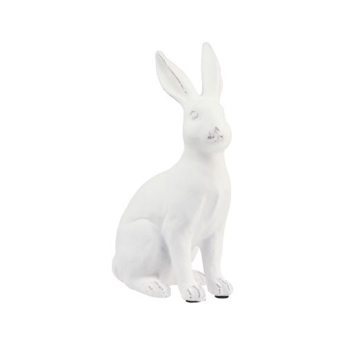Konijn zittend decoratief konijntje Paasdecoratie wit kunststeen H22cm