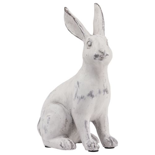 Konijn zittend konijn decoratie kunststeen wit grijs H27,5cm