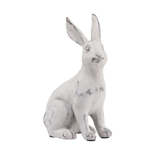 Floristik24 Konijn zittend decoratief konijn kunststeen wit grijs H21,5cm