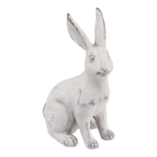 Floristik24 Konijn zittend decoratief konijn kunststeen wit grijs H21,5cm