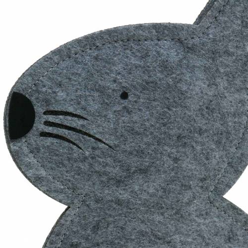 Floristik24 Zittend konijn vilt grijs 40cm x 7cm H61cm etalage decoratie