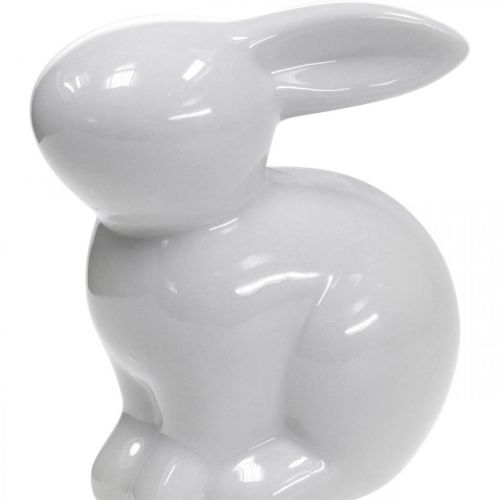 Floristik24 Decoratieve haas keramiek wit paashaas zittend H8.5cm 4st