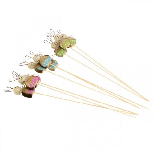 Floristik24 Konijntje bloemplug hout roest decoratie Paashaas op stok 8cm 9 st