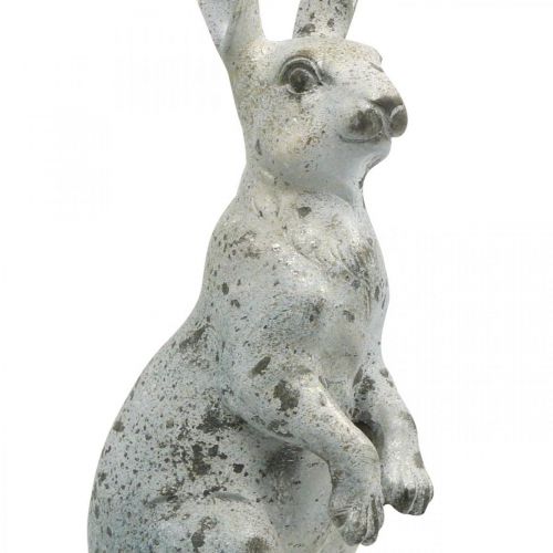 Decoratief konijn voor Pasen, lentedecoratie in betonlook, tuinfiguur met gouden accenten, shabby chic H42cm