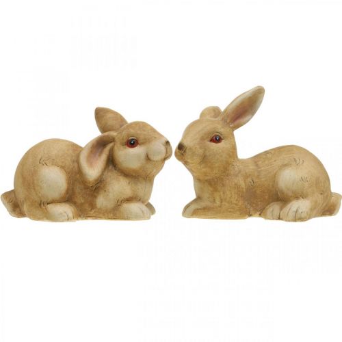 Floristik24 Paashaas liggend bruin keramiek konijn paar decoratieve figuur 15.5cm 2st