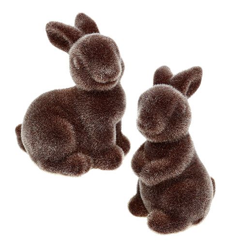 Floristik24 Bunny bruin 5cm flocked 2st
