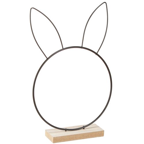 Konijn Decoratie Ring Metaal Hout Natuurlijk Zwart Ø20cm 2st
