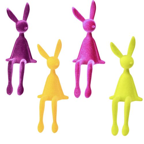 Floristik24 Rabbit Edge Sitters Paashazen Kleurrijk Gevlokt – 2e Keuze – 28cm 4 st.