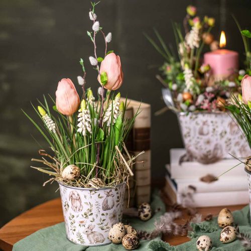 Floristik24 Bunny bloempot Pasen metalen cachepot Ø12cm H10.5cm