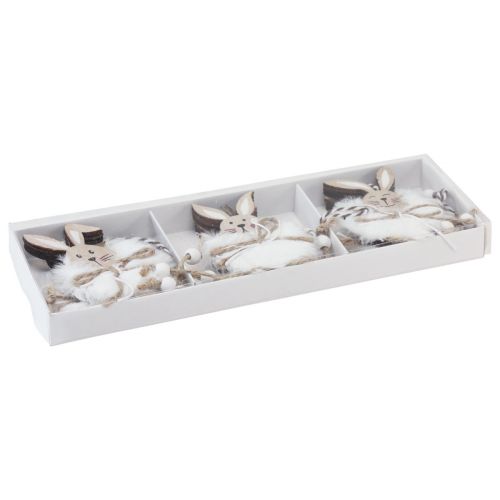 Artikel Konijntjes decoratieve houten konijntjes om op te hangen naturel wit 5cm×12cm 6st