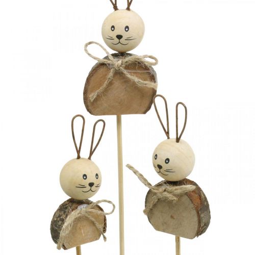 Floristik24 Konijntje bloemplug hout roest Paashaas decoratie naturel 8cm 8 st