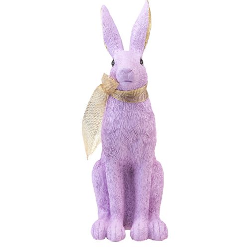 Floristik24 Konijnfiguur Paashaas decoratief konijn zittend paars goud H35cm