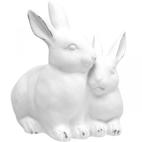 Floristik24 Moeder konijntje met kind vintage look keramiek wit 15.5×15×18cm