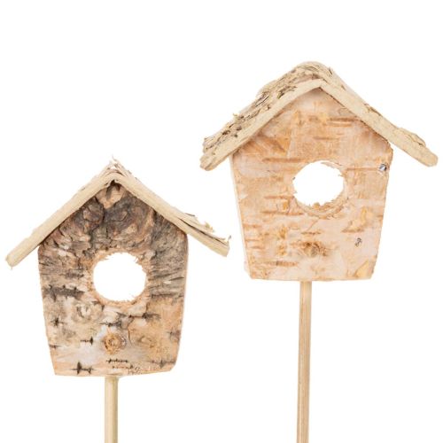 Decoratief vogelhuisje, berkenhout, 5 cm, bloemstokjes, 4 stuks kopen | Floristik24.nl